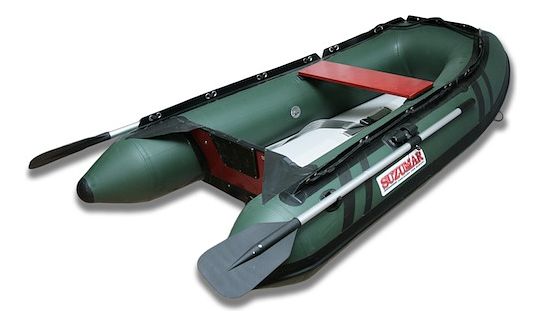 Лодка надувная ПВХ Suzumar DS230KIB, зеленая, пол надувной высокого давления