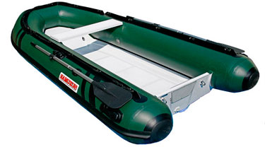 Лодка надувная ПВХ Suzumar DS350RIB FD, зеленая, дно пластиковое